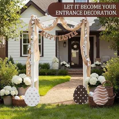 Frienda 3 Pack Metal Easter Eggs Yard Signs Outdoor Decoration 14inch Easter Decorative Garden Stakes Rustic Farmhouse Holiday Decor for Spring Home Pathway Walkway Front Yard Lawn Party Supplies