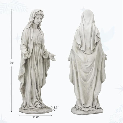 Virgin Mary Statue Outdoor, Large 30 Inch Religious Garden Statue, Blessed Mother Mary Statues Catholic, Durable Weather MGO Stone Sculptures Decor, Lawn Art for Home,Yard,Patio,Forch