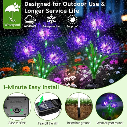 Solar Garden Flower Lights Outdoor, 8 Pack Purple Spider Lily Solar Lights with Glowing Stems, IP65 Waterproof LED Yard Decor for Patio Lawn Pathway,Gift for Women Mom Grandma