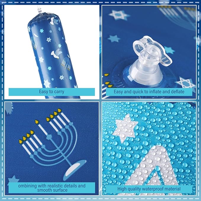 Leitee 4 Pcs Inflatable Chanukah Dreidel Decoration - 24 Inch Hanukkah Inflatable Dreidel Hanging Chanukah Ornaments for Yard, Garden, Indoor, Outdoor Holiday Decoration