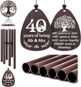 SteadStyle 40th Anniversary Wind Chime, Happy 40th Jubilee Gifts for Parents, Husband, Wife, Couples, Friends - Ruby Anniversary Keepsake Tree of Life Wind Chime Large Size 37 in Garden Patios Decor
