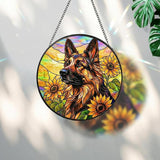 Stained Glass Dog Memorial Suncatcher, German Shepherd_02 Window Hanging,Sympathy Gifts for Pet Loss,7.9 inch/20 cm Home and Garden Decor for Dog Lovers