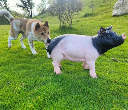 HOUDE Cute Pig Sculpture, 20.08 inches Long, decorates Outdoor Art Gardens, courtyards, lawns, and Indoor Public Spaces Such as Living Rooms and Balconies. (Black)
