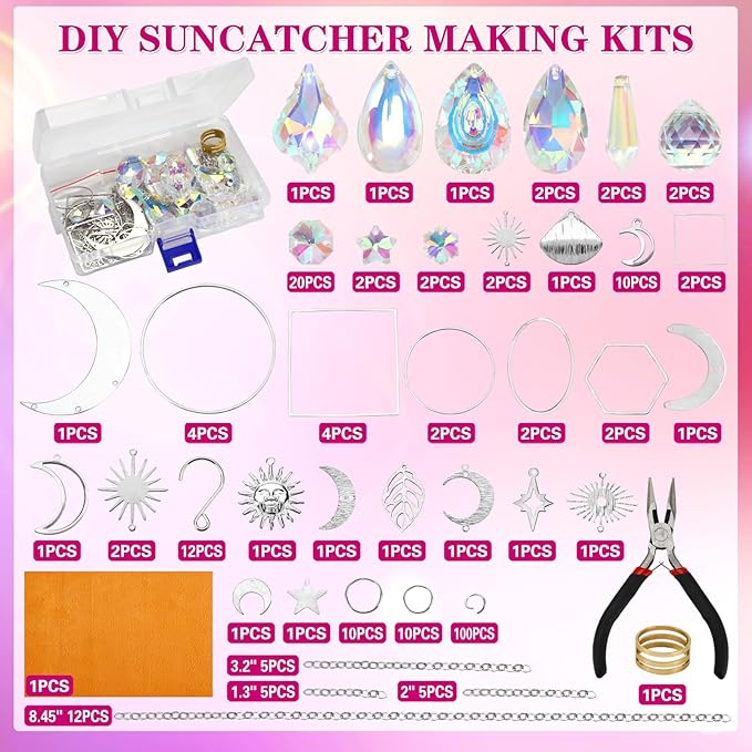 228pcs Sun Catcher Kits for Adults, DIY Arts and Crafts for Women Prism Crystal Suncatchers Indoor Window Hanging Ornaments Decor for Home Gifts for Mother Wife Daughter