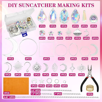 228pcs Sun Catcher Kits for Adults, DIY Arts and Crafts for Women Prism Crystal Suncatchers Indoor Window Hanging Ornaments Decor for Home Gifts for Mother Wife Daughter