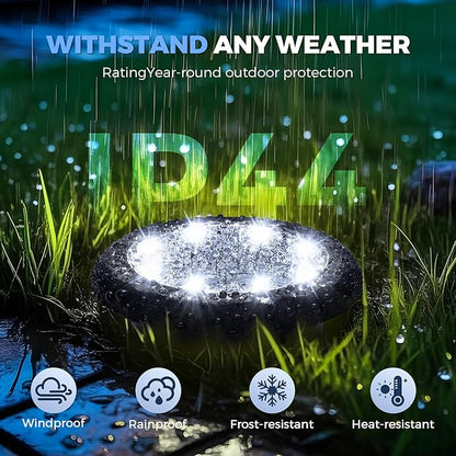 SOLPEX Mini Solar Ground Lights, 10 Pack Solar Lights Outdoor Waterproof, Landscape Lighting for Garden Pathway Driveway Walkway (Cool White)