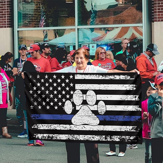 American Police Dog Flag 3 X 5 Ft Police K9 Flag Polyester with Brass Grommets For Lawn Patio Yard Garden Home Outdoor Decor Fade Resistant Banner
