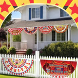 6 Pcs Circus Carnival Decoration Bunting Welcome Carnival Half Banner Red and White Striped Pattern Bunting Flag for Circus Garden Decor, 1.5 x 3 ft