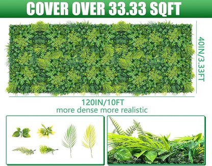 Grooy Artificial Grass Wall 40"x120"(33.33 SQFT), Boxwood Wall Panels UV-Protected Greenery Privacy Hedge Screen for Indoor Outdoor Patio Balcony, Party Garden Fence Decor