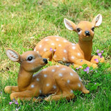 Alomejor Sika Deer Sculpture Art Craft Outdoor Garden Decoration Ornaments for Landscape, Garden, Park DecorationDurable ResinSynthetic -6.7x4.5in-2Pcs