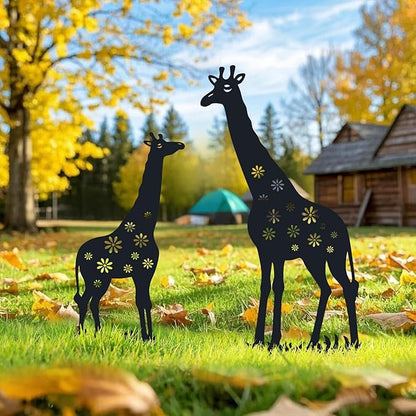Metal Decorative Garden Stakes, Giraffe Garden Decor for Outside Gifts for Women Men, Black Silhouette Statues Decorations Outdoor for Yard Art, Lawn, Backyard, Pathway,Patio
