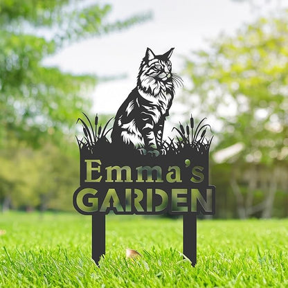 Personalized Cute Cat Kitten Metal Garden Sign,Custom Yard Sign With Stake,Outdoor Garden Décor,Pet Cat Lawn Garden Decorated Statue,Cat Sympathy Yard Metal Sign,Cat Lover Gifts Kailyard Plaque.