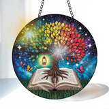 VAIIEYO Tree Sun Catcher Stained Glass Window Hanging Ornament, Handmade Sun Catcher Plant Decoration with Hooks for Window Garden Home, Mother's Day & Birthday Housewarming Gift (7.8 inch)