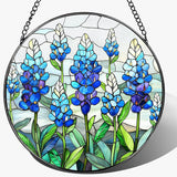 8'' Texas Bluebonnet Sun Catcher Ornament, Stained Glass Window Hanging, Suncatchers for Windows Hanging Ornaments, Window Decor | Flower Lover Gift, Gifts for Mom Grandma