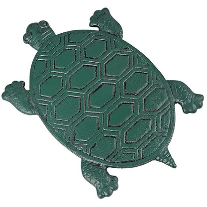 Tortoise Stepping Stone, Cast Iron Turtle Paver, Decorative Garden Flagstone for Lawn, Yard, Walkway, Flower Bed (Green)