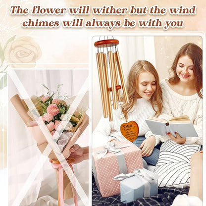 Sisters Gifts from Sister, Sister Birthday Gifts 36" Wind Chime, Bestie Gift for Women, Unique Sisters Gift for Birthday, Christmas, Mothers Day, Wedding, Graduation, Garden Decoration Large Size