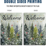 Welcome Winter House Flags Snowy Forest Pine Tree Garden Flag Cardinal Birds Yard Flag Large Christmas Outdoor Flags 28x40 Double Sided for Outside Farmhouse Lawn Decor