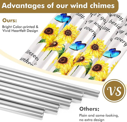 Sympathy Gift Memorial Wind Chimes - Windchime in Loving Memory of Loved One, Bereavement Gifts for Loss of Mom/Dad, Condolences Grief Remembrance Funeral Grieving, Sunflower