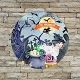 Retro Metal Sign 12"x12",Happy Halloween Scary Night Grave Witch Bats Trick Or Treat Dog Aluminum Tin Metal Sign for Home Living Room Bedroom Garden Farm Patio Decor Wall Art Poster