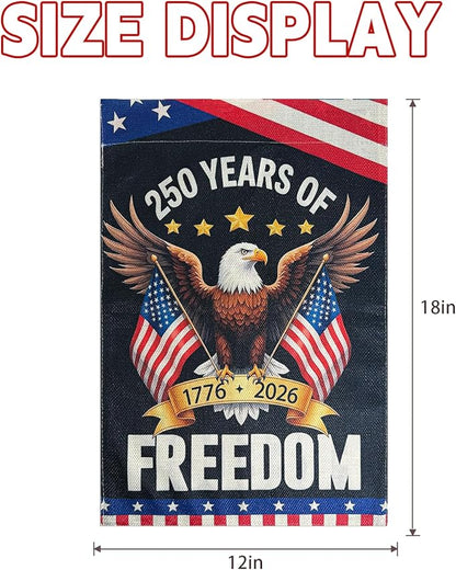 250 Anniversary USA Garden Flags, 250 Year American Anniversary Yard Flags 12x18 Inch Double Sided, Patriotic with Eagle Design Flag 250th Anniversary Decorations for Porch Patio Lawn Garden Decor