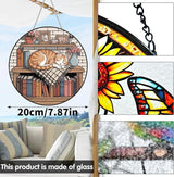 VAIIEYO Cat Sun Catcher Stained Glass Window Hanging Ornament, Handmade Bookshelf Sun Catcher Animal Decoration with Hooks for Window Garden Home, Mother's Day & Birthday Housewarming Gift (7.8 inch)
