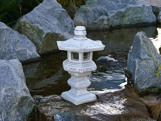Garden Concrete Pagoda Oriental Latern Figurine Japanese Stone Pagoda Zen Garden Decoration Asian Outdoor Decor Gray