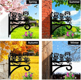 Owl Plant Hanger Bracket Iron Plant Brackets 10.6 x 11.8 Inch Black Leaf Animal Silhouette Indoor Outdoor Decorative Basket Wall Mounted Hanging Hooks for Flowers Pot Wind Chime Lantern