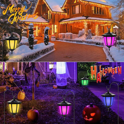 Viewsun 34 Inch Solar Hanging Lights, Shepherd Hook Lights with 4 Lighting Modes Waterproof Outdoor Decorative Solar Lantern Lights for Garden Decor, Patio, Backyard, Pathway, 4 Pack