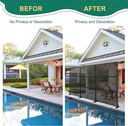 72" H47" W Metal Outdoor Privacy Screen - Freestanding, Decorative Fence (3 Panels)
