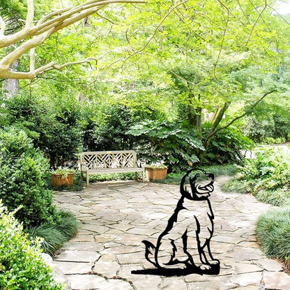 Adorable Dog Stake Decoration Yard Garden Outdoor Metal Art Dog Silhouette Decoration Steel Dogs Statue Adorable Ornament Gift (Golden Retriever)