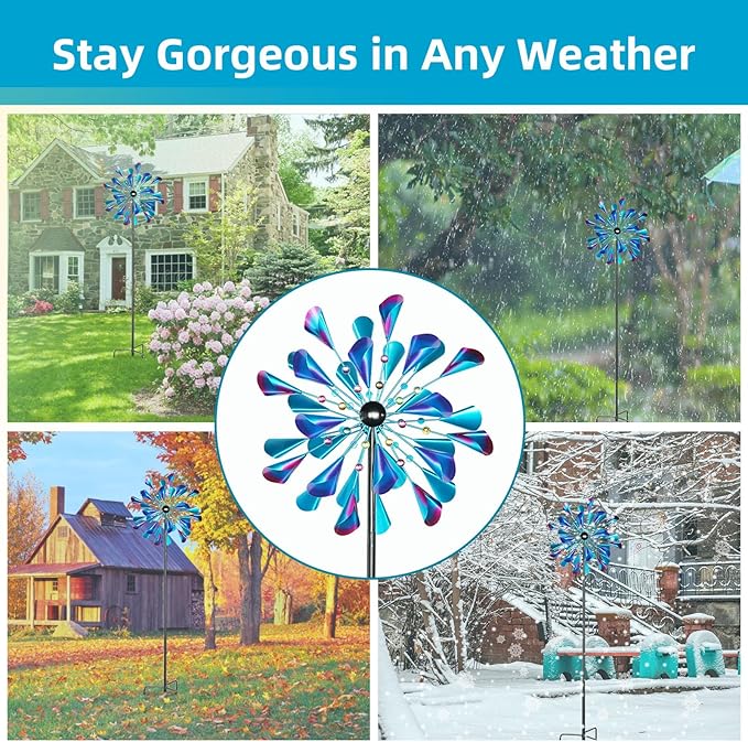 Decoroca Wind Spinner Choice for Families - 72in Large Outdoor Metal Wind Spinners - Pretty Outdoor Decor Birthday Loves - 21" W x 72" H (Double Blades)