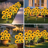 ostritec Sunflower Solar Lights Outdoor Decor, 4 Pack Solar Garden Decor 24 Waterproof Solar Sunflower Outdoor Lights for Garden Patio,Flower Bed, Pathway, Gift for Women, Mom, Grandma