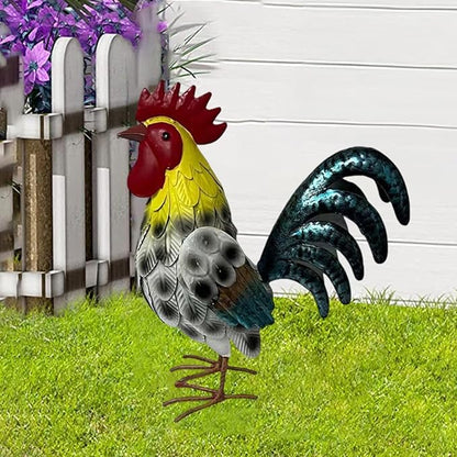 Outdoor Garden Statue Lawn Ornament Lawn Accent Sturdy Decor Artwork Yard Sculpture Animal Figurine for Farm Home, White Blue Yellow