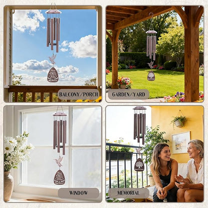 Retirement Gifts Wind Chimes - Metal Hummingbird Windchimes with Greeting Card Indoor Outdoor Hanging Decor Retirement Gift for Woman Men Grandma Grandpa Coworker Boss Teacher Nurse Friends