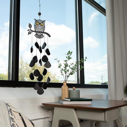 VP Home 30-inchBlack Tribal Owl Wind Chimes for Decoration, Unique Tribal Owl Windchimes Best for Outdoor Decoration Garden Decor, Yard Decor Chimes Gift for Women, Mom, Grandma, Unisex