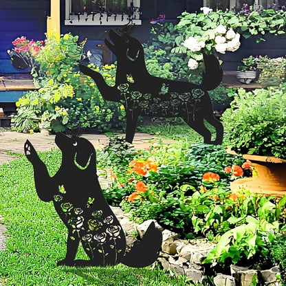 2 Pcs Black Dog Silhouette Cute Metal Dog Decor for Dog Lovers Decorative Garden Stakes for Yard Garden Lawn Outdoor Decorations (Dog)