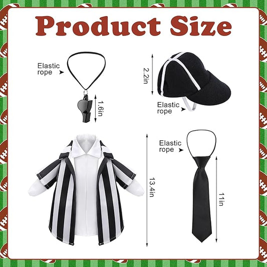 Watayo 4 Pcs/Set Referee Porch Goose Outfits, Lawn Goose Statue Referees Costume, Garden Goose Clothes Referee Shirt Hat Tie and Whistle for 23" Statue Halloween Sports Season Outdoor Patio Yard Decor