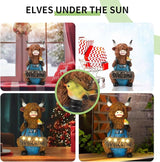 V-Ladybug Solar Garden Statues -Highland Cow Outdoor Handmade Resin Statue with LED Light, and Welcome Holder for Patio, Yard, Gift Ideas