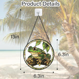DASTOLL Stained Glass Window Hanging, Frog Green Leaf Sun Catchers Colorful Glass Panel Cool Suncatcher Decor for Birthday for Women, Men, Wife, Aunt, and Mom 6.3 in