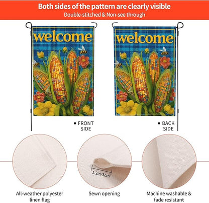 Corn Garden Flag Seasonal Double Sided 12 x 18 Inch Small Yard Flag for Indoor Outdoor Decor Holiday All Seasons