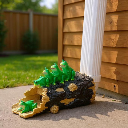 Frogs Statue Gutter Downspout Extensions, Rain Gutter Downspout Splash Block Extender Cover Garden Yard Sculpture Decorative, 3" × 4" Downspouts