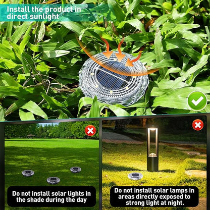Solar Ground Lights,Solar Disc Light Outdoor Waterproof,Landscape Lighting Garden Lights for Pathway, Yard, Deck, Lawn, Patio, Swimming Pool, Walkway(Cool, 12Pack)