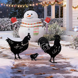 TT & MM Chicken Gifts for Women/Men,Metal Chicken Yard Decor 3 Pcs Rooster Decorations Garden Stakes,Hen/Chicks Silhouette Statues for Yard Art,Backyard,Patio,Lawn,Outdoor Decor