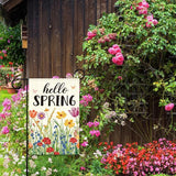 Hello Spring Garden Flag for Outside,Spring Wildflower Garden Flag Yard Lawn Porch Flags for Outdoor Decorations 12x18 Inch Double Sided