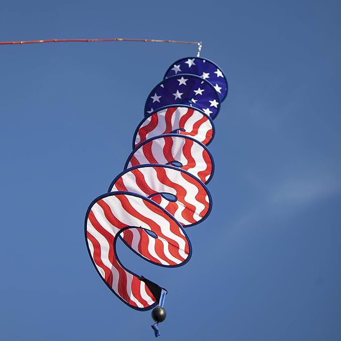 In the Breeze 5176 48" Stars and Stripes Curlie Spinner-Outdoor Hanging Decoration