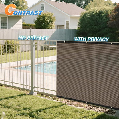 TANG Fence Privacy Screen Brown 8 Feet x 100 Feet Outdoor Shade Cloth with Grommets, 150 GSM Temporary Fence Cover with Zipties Mesh Netting Fences Blockage for Backyard Garden Patio Chain Link