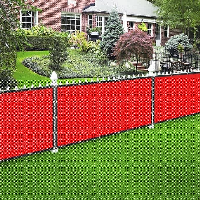 Houssity Red 3' x 32' Balcony Deck Fence Privacy Screen Cover Panel Shade Cloth Fabric for Chain Link Fence Patio Pool Railing Driveway Walkway Porch Playground Dog Kennel Residence Commercial Use