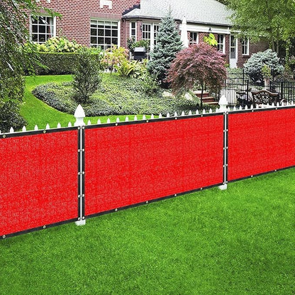 Houssity Red 3' x 19' Balcony Deck Fence Privacy Screen Cover Panel Shade Cloth Fabric for Chain Link Fence Patio Pool Railing Driveway Walkway Porch Playground Dog Kennel Residence Commercial Use