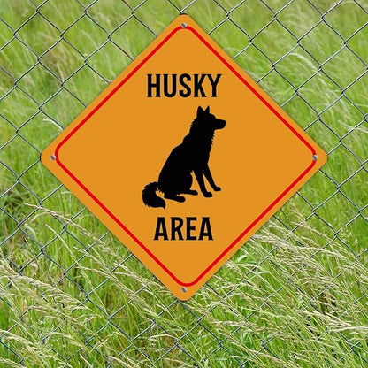 Husky Crossing Xing Sign Beware of Husky Dog Metal Sign Husky Funny Warning Sign Crossing Zone Sign for Farm Yard Front Door Indoor Outdoor Street Sign 10x10in
