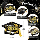 Chunful 12 Pack Graduation Yard Signs Grad Decoration 2026 Happy Graduate Lawn Garden Sign with Stake Congrats Outdoor Plastic Cap Hanging Ornament for Class Pathway Walkway Porch Party(Black)